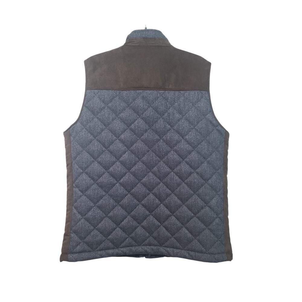Pronto Uomo Quilted Tweed Vest XL Blue Herringbone NWT Full Zip - Picture 2 of 5